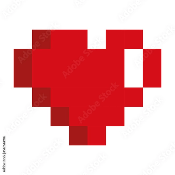 Fototapeta Isolated pixel heart shape icon 8 bit design Vector