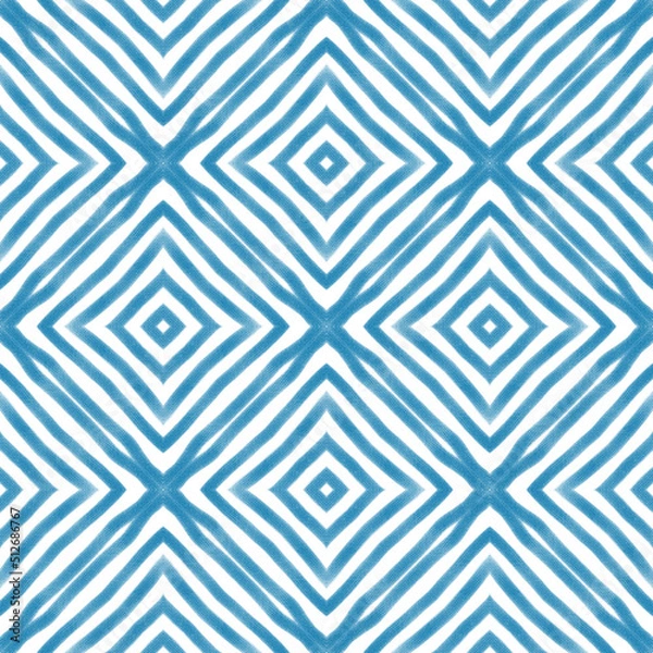 Fototapeta Chevron stripes design. Blue symmetrical