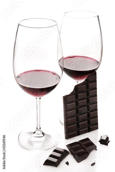 Fototapeta Red wine and chocolate