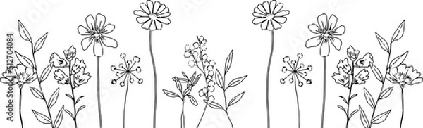 Fototapeta シンプルなお花たちの背景イラスト