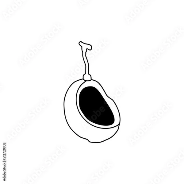 Fototapeta Chamber pot drawing line icon on white background, vector illustration in flat cartoon design.