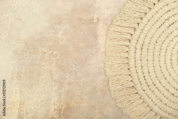 Fototapeta White Woven Macrame Round Pattern Vintage Worn Background