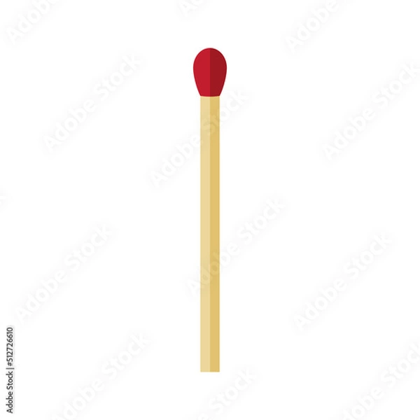 Fototapeta A colored match. A match is a stick made of combustible material, equipped with an incendiary head, which serves to produce an open fire. Vector illustration isolated on a white background.