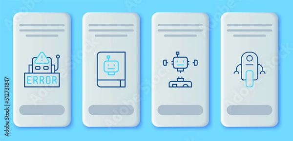 Fototapeta Set line User manual, Disassembled robot, Error in and Robot icon. Vector