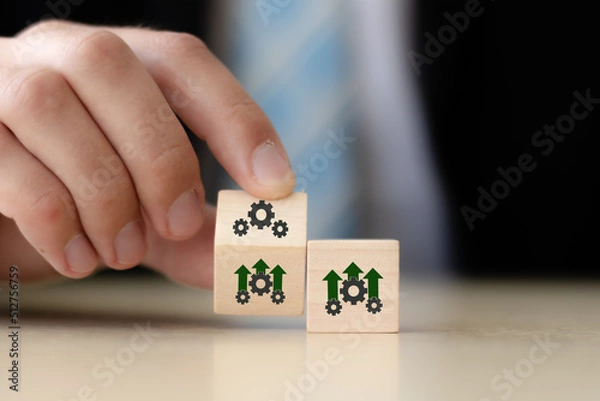 Fototapeta Operational excellence concept. Productivity with excellence process. Industrial management in efficiency and efficient process. Lean cost and  productivity growth. Process of continuous improvement.