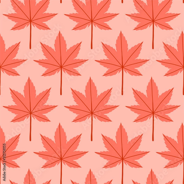 Obraz Autumn leaf seamless pattern vector simple leaves