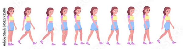 Fototapeta Full animation loop of the walking girl. Character for motion design.