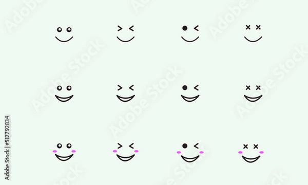 Fototapeta  set of emoticons. set of smile icons. smiles or smiley or smiling vector. vector illustration.