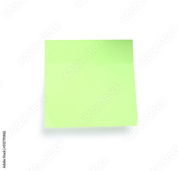 Fototapeta Blank light green sticky note isolated on white. Space for text