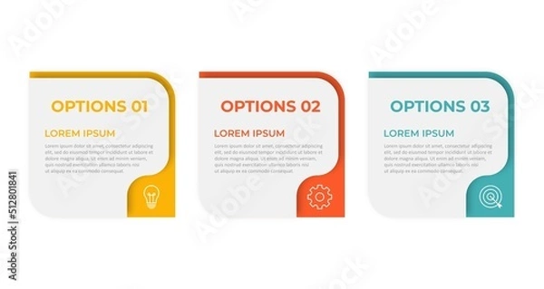 Fototapeta Vector infographic design template with marketing icons. Business concept with 3 options or steps. Can be used for process diagram, workflow layout, info graph, annual report, flow chart.