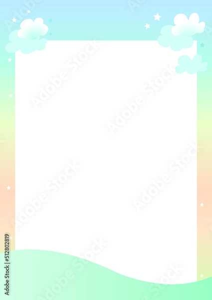 Fototapeta 구름 프레임 편지지_게시판 백그라운드_01