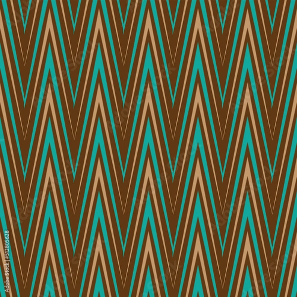 Fototapeta Seamless Chevron Pattern in Turquoise and Brown for Fabric and Textile Print.