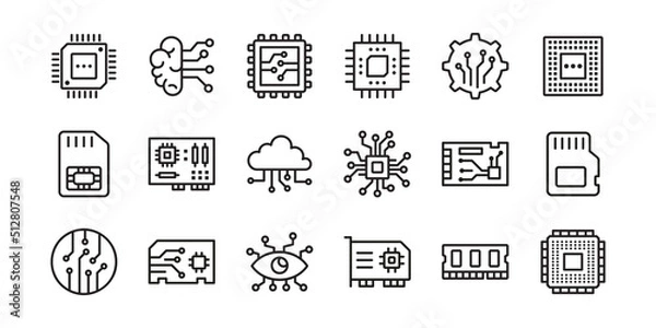 Fototapeta Electronics icon set. Vector graphic illustration.