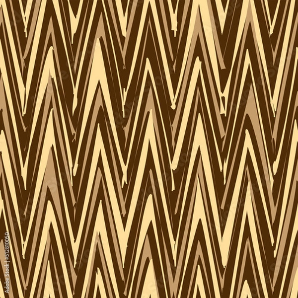 Fototapeta Seamless Grunge Chevron Pattern in Yellow and Brown for Fabric and Textile Print
