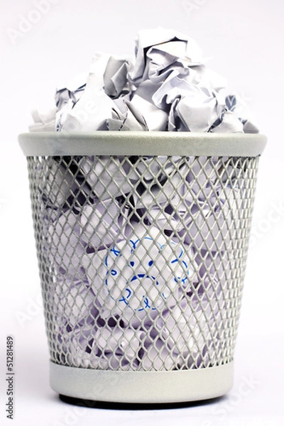 Obraz Full paper bin with bad Idea
