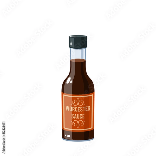 Obraz Worcester sauce bottle. Vector illustration cartoon icon isolated on white background.