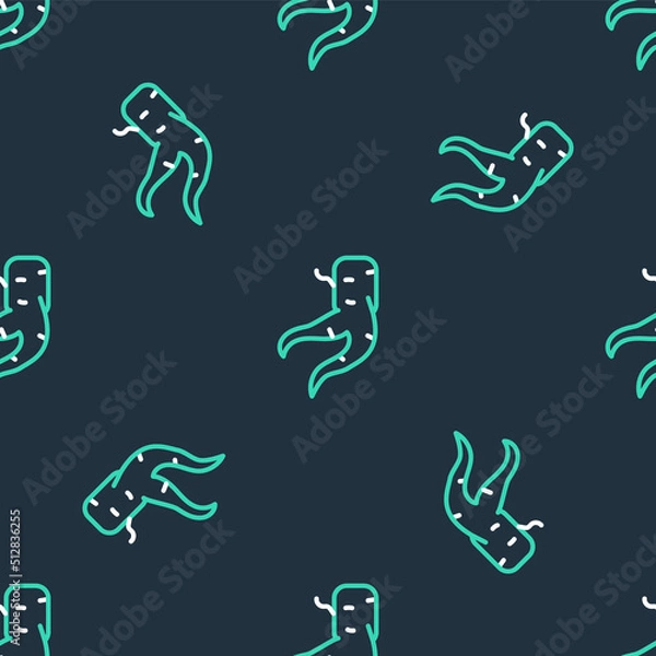 Fototapeta Line Ginger root icon isolated seamless pattern on black background. Vector