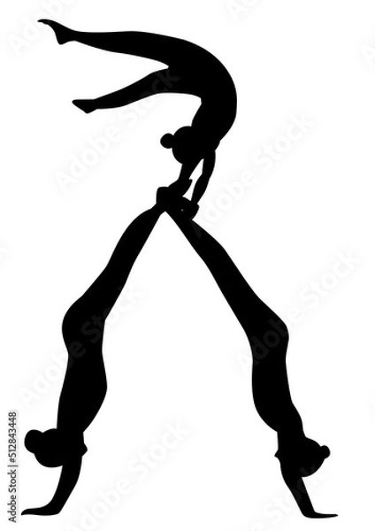 Obraz Gymnasts acrobats vector black silhouette