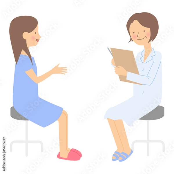 Fototapeta 問診中の女性と女医