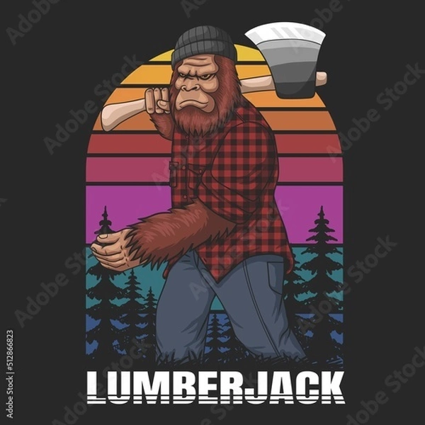 Obraz Bigfoot lumberjack style vector illustration
