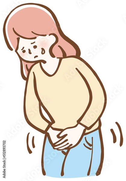 Obraz デリケートゾーンのかゆみ　女性　シンプルイラスト