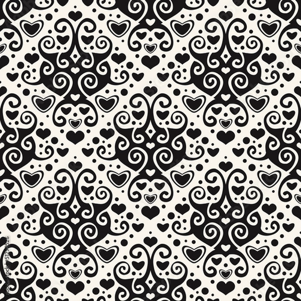 Fototapeta Seamless hearts pattern. Abstract illustration.