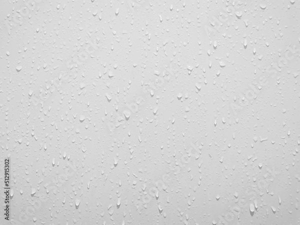 Obraz Water drops on white background texture. backdrop glass covered with drops of water. bubbles in water
