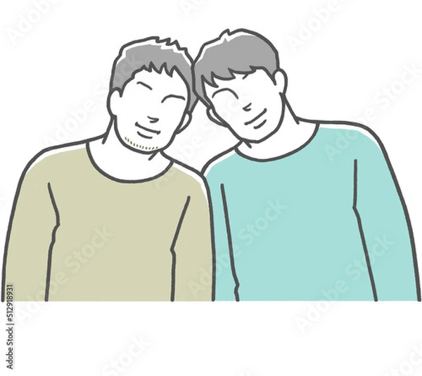 Obraz 肩を寄せ合う同性カップル　男性