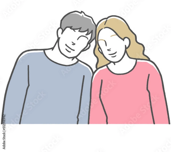 Obraz 肩を寄せ合う若い国際カップル　アジア人男性と西洋人女性