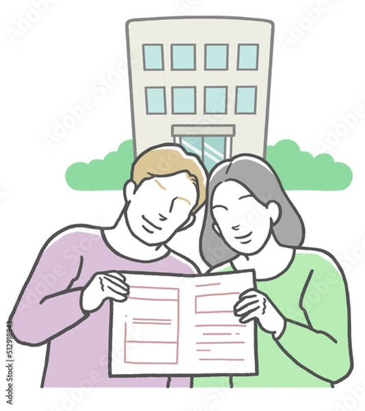 Obraz 国際結婚　婚姻届を提出するアジア人女性と西洋人男性