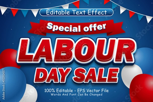 Obraz Special Offer Labour Day Sale Editable Text Effect 3 Dimension Emboss Modern Style