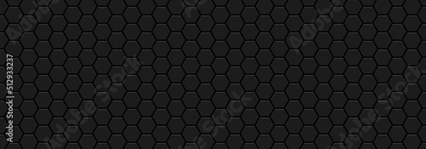 Fototapeta Embossed hexagon. Abstract honeycomb. Abstract tortoiseshell. Abstract football. Black metal background