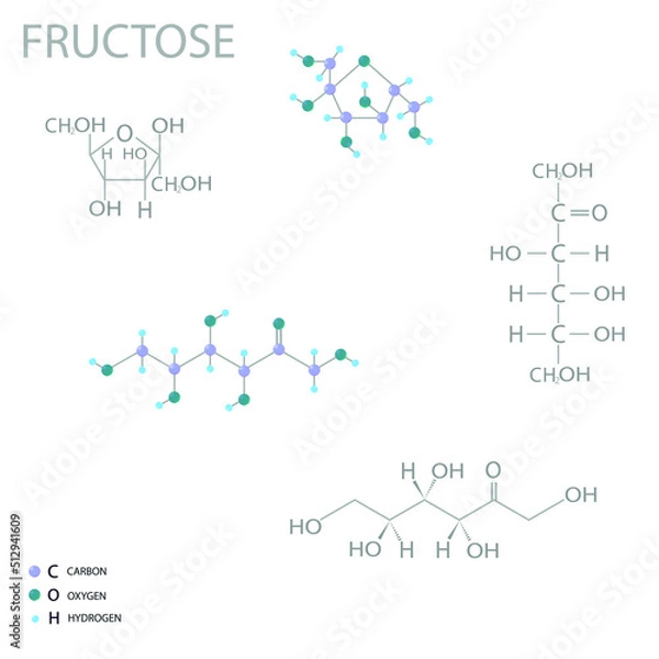 Obraz Fructose molecular skeletal 3D chemical formula.	
