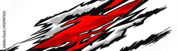 Fototapeta Car decal design vector. Graphic abstract stripe racing background kit designs for wrap vehicle, race car, rally, adventure and livery