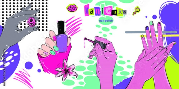Obraz Vector abstract illustration of female hands. Manicure.