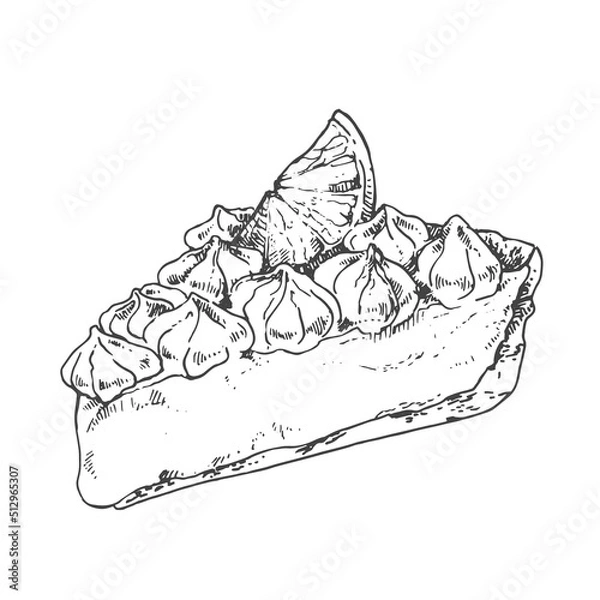 Obraz Hand drawn vector lemon cream pie illustration