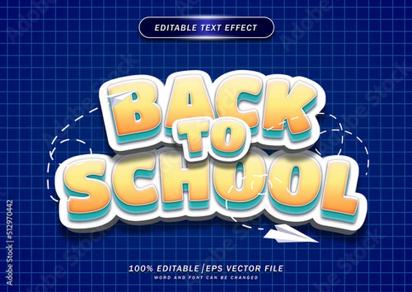 Fototapeta Back To School - 3d modern style editable text effect