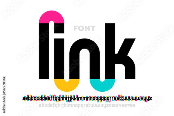 Fototapeta Linked letters font design, alphabet and numbers vector illustration