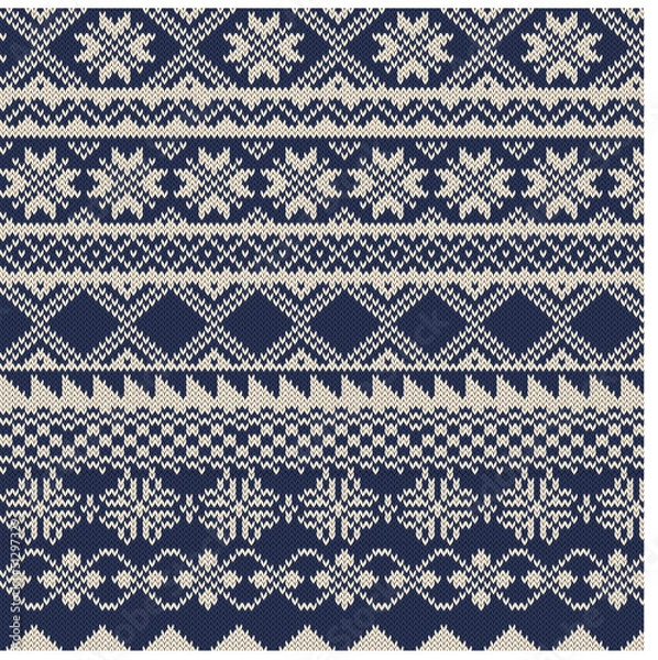 Fototapeta Knitted background in Fair Isle style