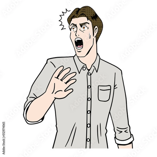 Obraz アメコミタッチのびっくりする白人