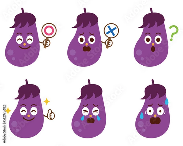 Fototapeta なすび　イラストセット