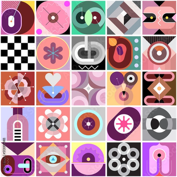 Fototapeta    Abstract geometric seamless vector background. Composition of various geometric patterns and shapes.