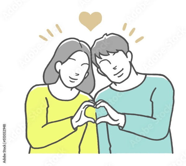 Fototapeta 手でハートマークを作るカップル