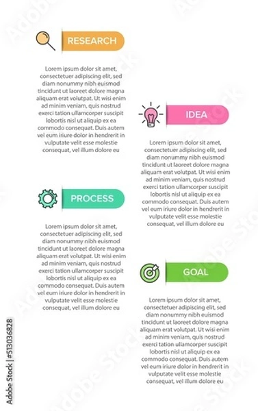 Fototapeta Vertical infographic design with icons and 4 options or steps. Thin line. Infographics business concept. Can be used for info graphics, flow charts, presentations, mobile web sites, printed materials.