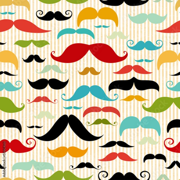 Fototapeta Mustache seamless pattern in vintage style