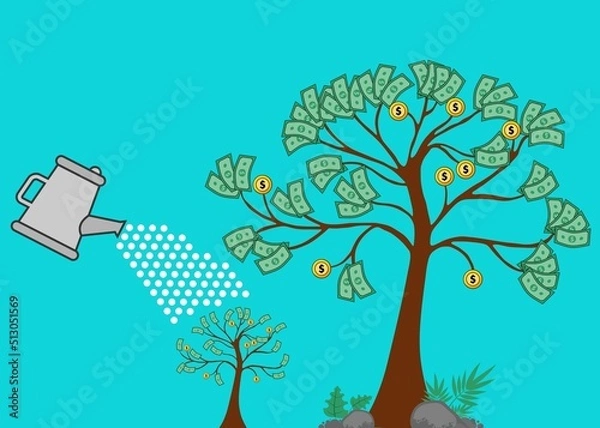 Fototapeta money tree watering investment