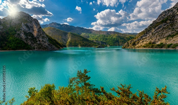 Obraz Scenic panorama view on lake Castillon in Provance, France.