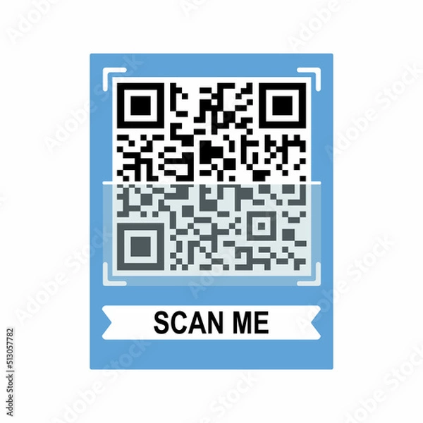 Fototapeta Scan me phone tag. Qrcode for mobile app. Isolated illustration on white background. Vector illustration.