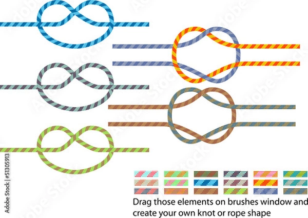Fototapeta Vector pack of various climbing rope pattern