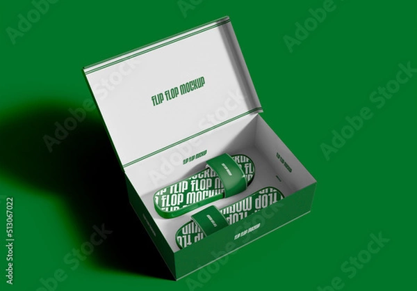 Obraz Otwarte pudełko z kapciami w makiecie